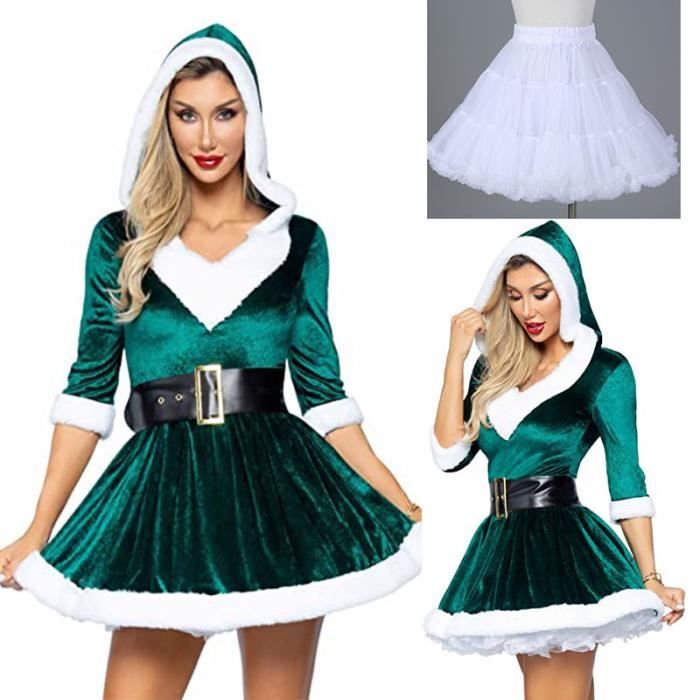 Robe de Noël en Peluche Décorée Sexy Marque Modèle Col en V