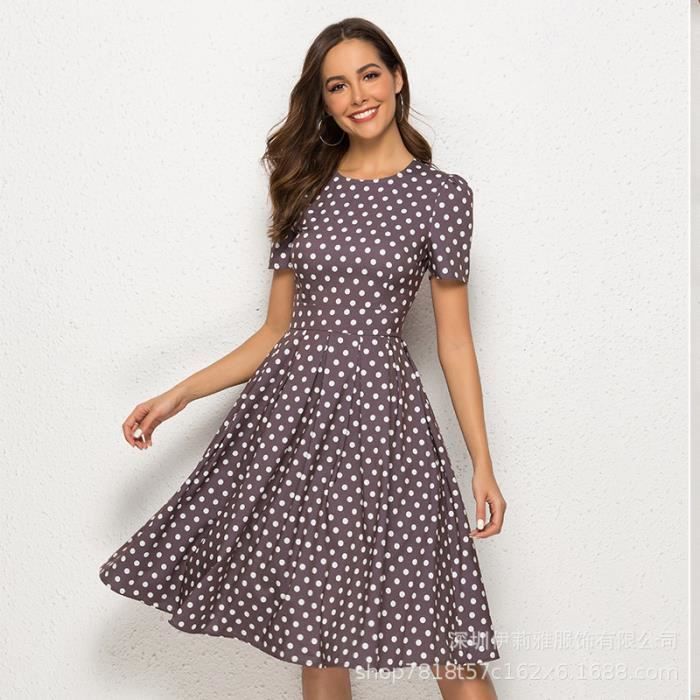 PASUDA Robe Longue Femme Chic Été Coton Col Rond Manches Courtes Grande Taille Boho Avec Poches