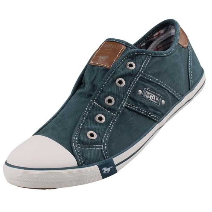 Baskets MUSTANG en toile pour femmes modele Bleu Vert sans lacets confortables Bleu Cdiscount Chaussures
