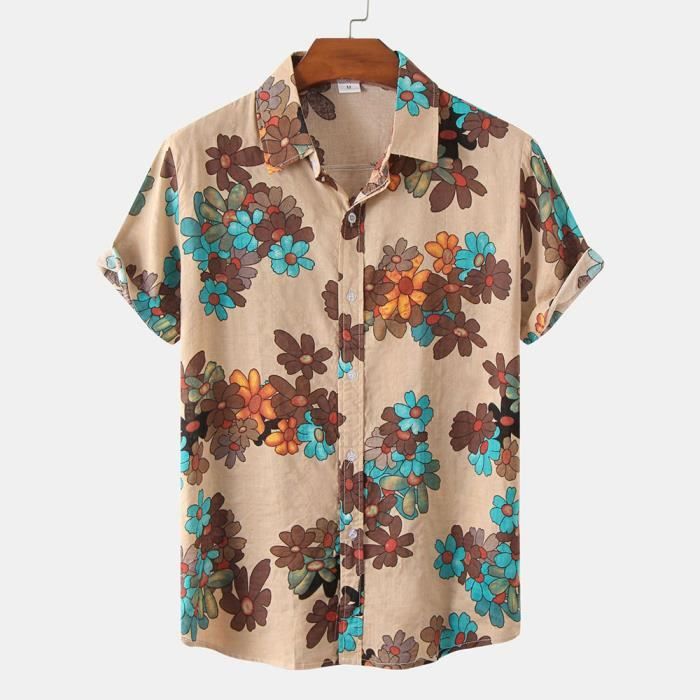 Chemise Homme t Respirante Imprime  fleur Manches Courtes Confort ...