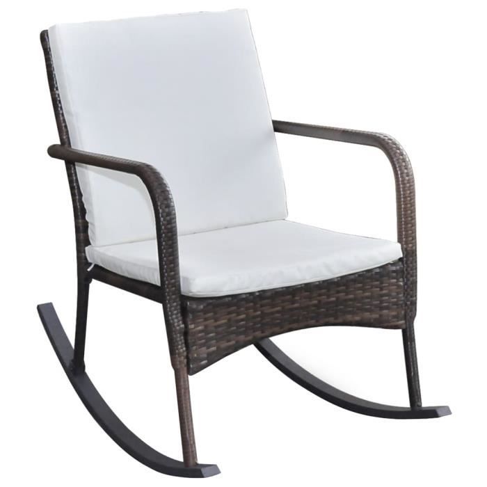 omabeta fauteuils à bascule - chaise à bascule d'extérieur marron résine tressée - meubles haut de gamme - m13931