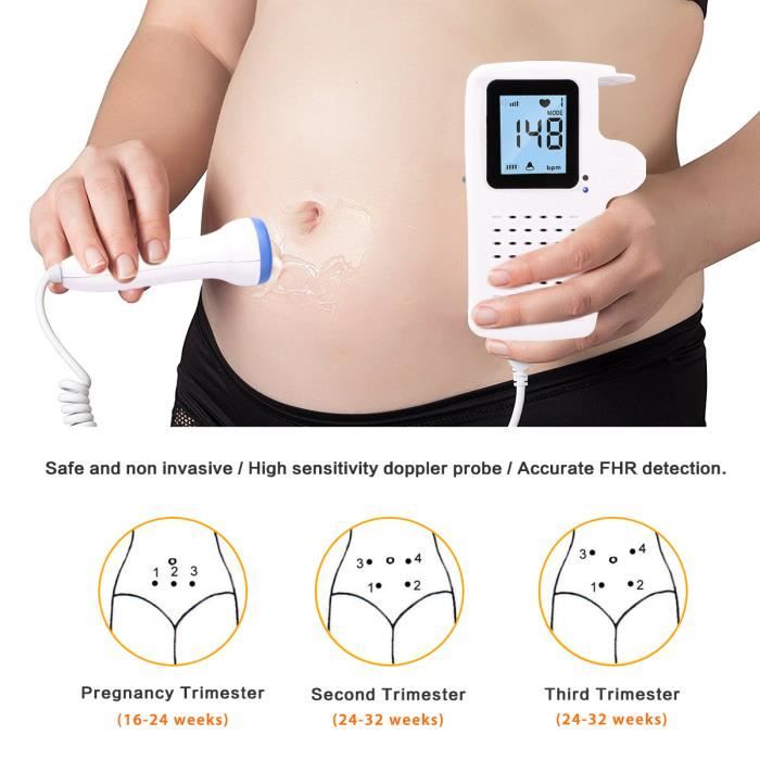Doppler Fœtal Ecoute Cœur Bebe Heartbeat Sounds Avec Ecran Lcd Moniteur De Frequence Cardiaque Cdiscount Sante Mieux Vivre