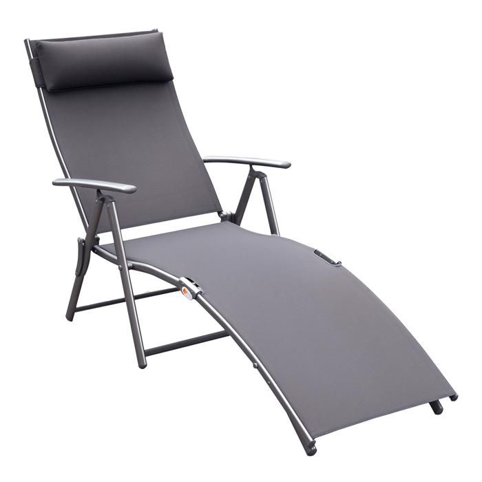 Outsunny Transat Chaise Longue Bain De Soleil Pliable Dossier Inclinable Multi Positions Tetiere Fournie 137l X 64l X 101h Cm Metal Cdiscount Jardin