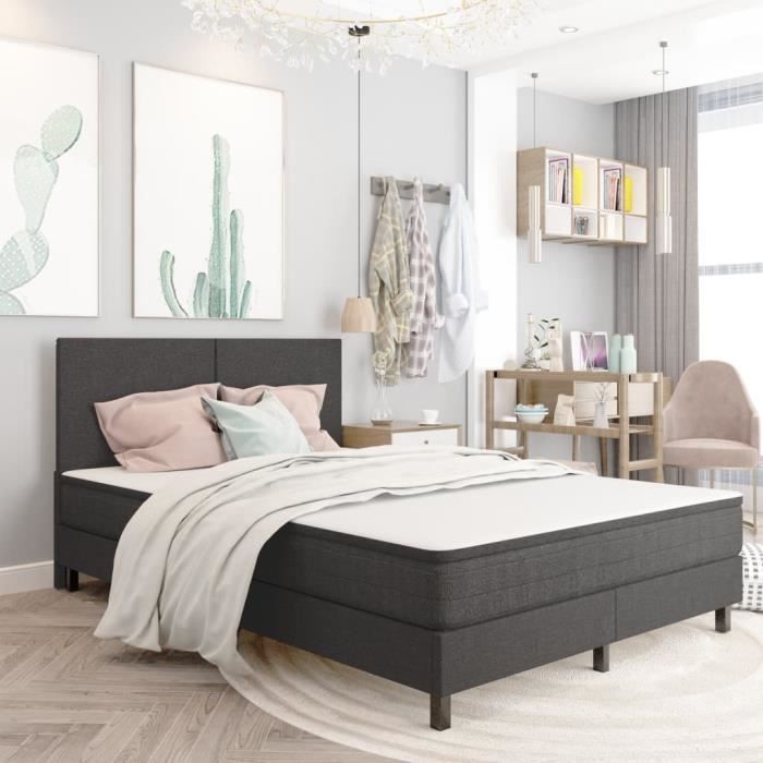 CHIC MEUBLE• Latte de lit - Sommier tapissier Gris Tissu 160x200 cm{6333}