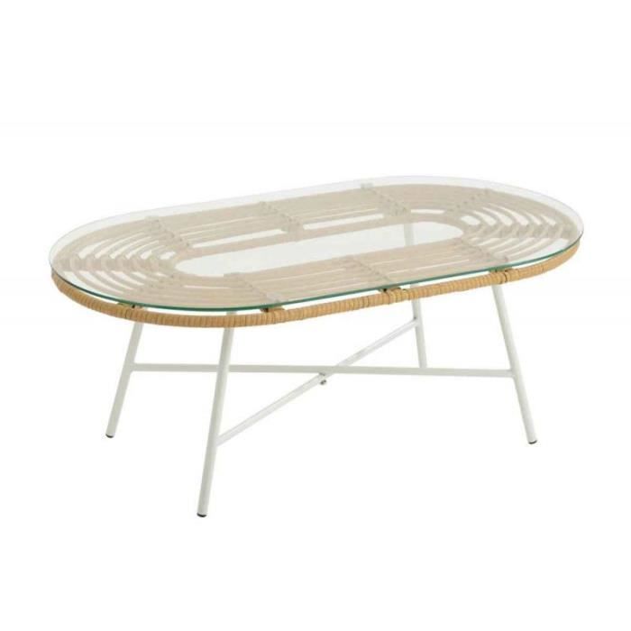 table basse de jardin ovale celeste naturel 90cm - matière métal - style naturel