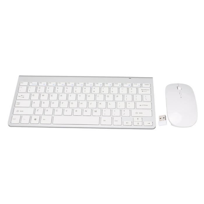 Ensemble clavier-souris sans fil SALUTUYA – 78 touches USB – Or Argent – Bouton muet