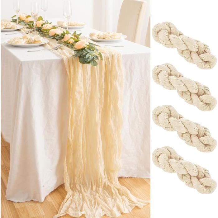 Chemin De Table En étamine (mousseline) – 90 X 300 Cm, Vert – Pour Mariage, Anniversaire, Décoration De Table Bohème