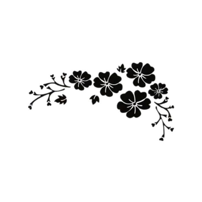 NOIR Sticker Voiture Fleur Autocollant etanche Amovible Deco Vehicule Couverture de Rayures