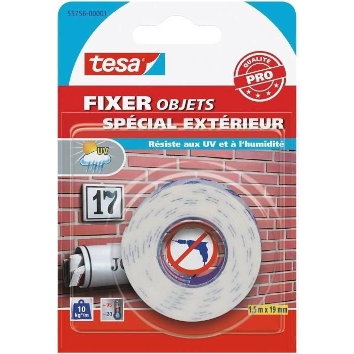 TESA Fixer objets double face spécial extérieur 15m x 19mm