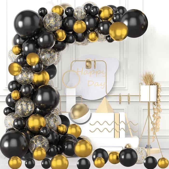 Guirlande En Arc De Couleur Noire Et Dorée Pour Anniversaire, Kit De 30, 40 Ou 50 Ballons Pour Décoration De Fête D'anniversaire - Boutique - Laure-deco