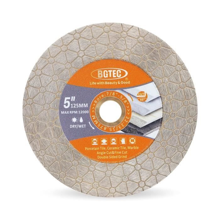 Lame Diamant 125mm Pour Carrelage Porcelaine & Granit - Disque Turbo X-Tech Avec Trous De Refroidissement