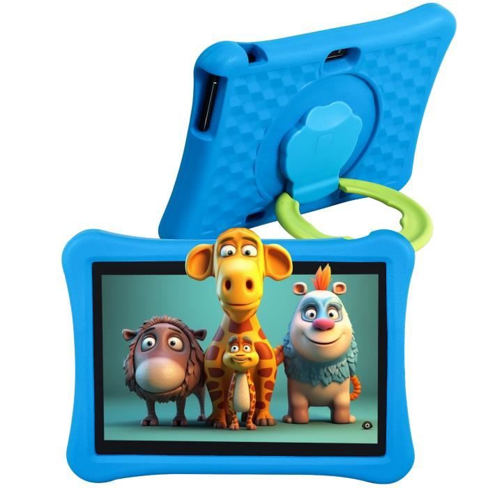 Veidoo Tablette pour Enfant 10 Pouces 4Go RAM 64Go de Stockage Eva Housse Amortisseur Avancé App éducative Préinstallée Bleu