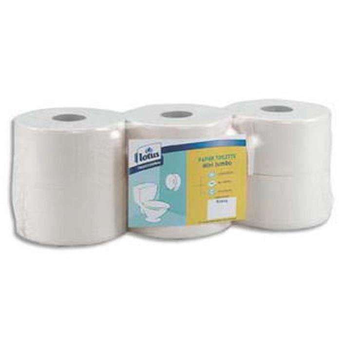 Pack De 6 Rouleaux De Toilette Jumbo - 2 Plis, 300 Mètres, Blanc, Papier Recyclé