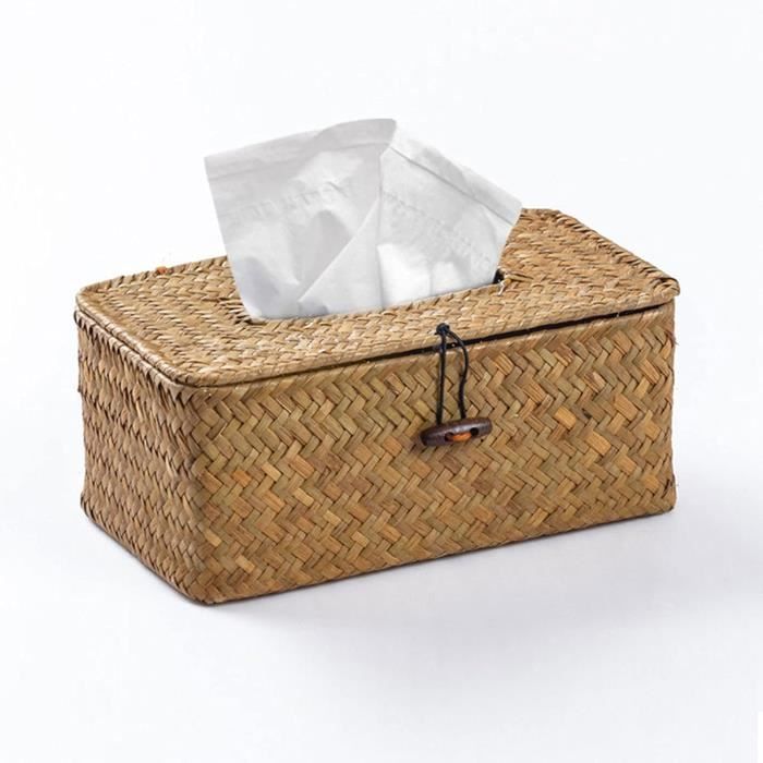 Boîte à Mouchoirs En Rotin, Boîte à Mouchoirs Rectangulaire Naturelle Faite A Main Distributeur De Mouchoirs Salle De Bain 23x13x9cm 97641825
