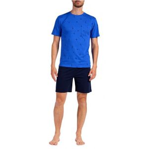 Short De Pyjama Homme 100% Coton - Taille Élastiquée Avec Cordon - Poches Latérales - Confortable Et Respirant