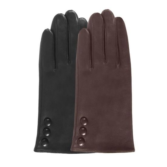 Isotoner Gants detail boutons noir femme