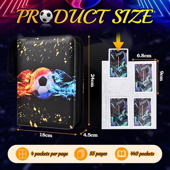 Classeur pour cartes, album de football, album de cartes, album de cartes, album de cartes, album de cartes à collectionner, 50 pages et 400 pochettes Classeur pour cartes, album de football, album de cartes, album de cartes, album de cartes, album de cartes à collectionner, 50 pages et 400 pochettes