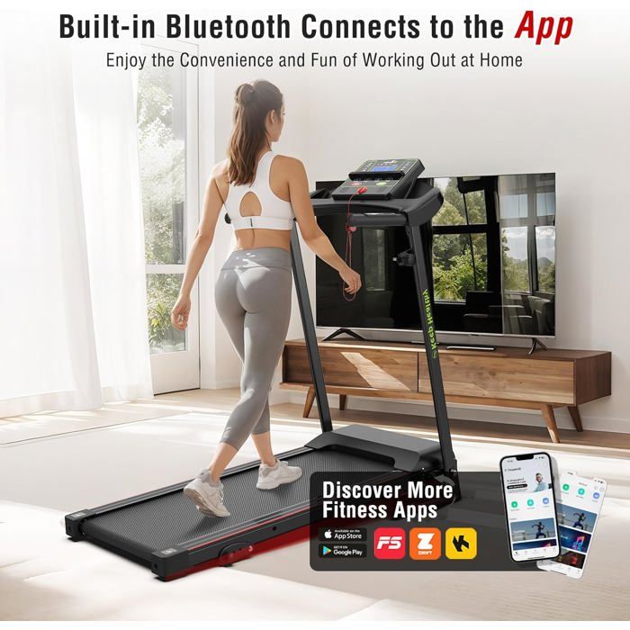 Tapis De Marche Pliant à Inclinaison Réglable (0-14%) - 1-6 Km/h - Écran LCD & LED - Pour Maison/bureau