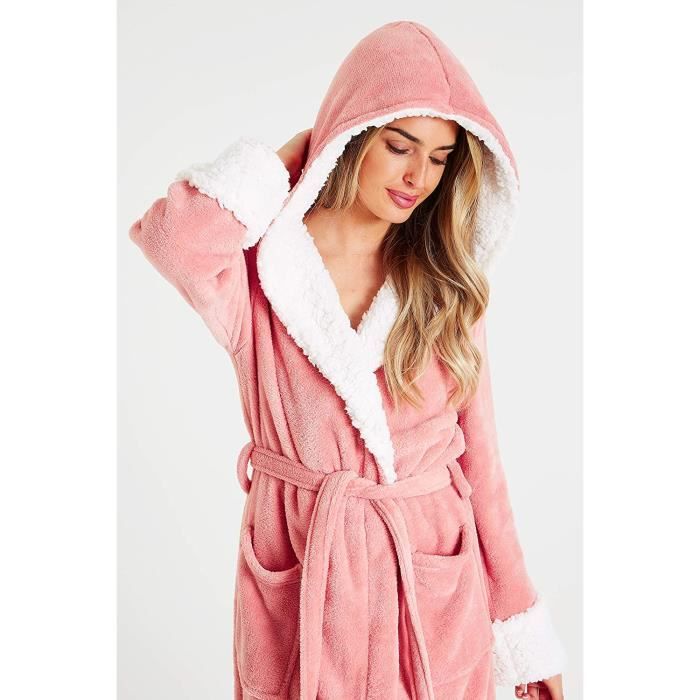 Robe de chambre pour femme peignoir capuche super doux en