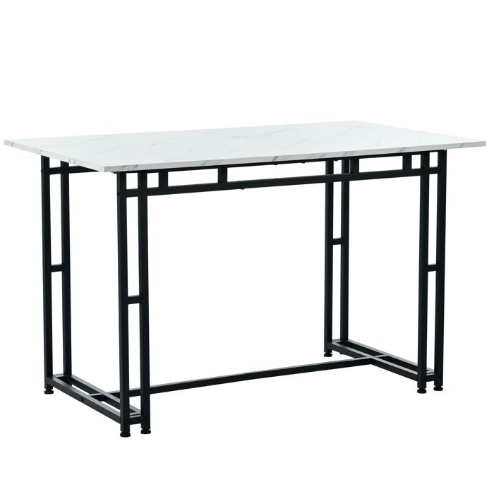 Ensemble Salle à Manger 4 Chaises + Table Rectangulaire - Style Moderne, Velours Noir, Effet Marbre - 4