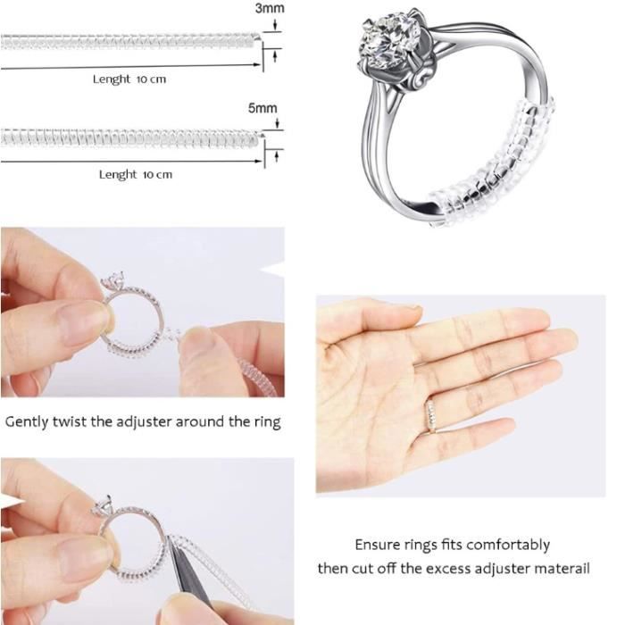 20 Pieces Ajusteur Bague Invisible Reducteur Bague Silicone Convient pour les Bagues Hommes et Femmes Cdiscount Bijouterie
