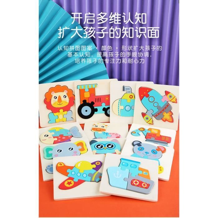 Puzzle En Bois Tetris Éducatif - 42 Pièces Avec Cartes Modèles, Jeu Montessori 3-6 Ans, Blocs Géométriques à Empiler Multicolores