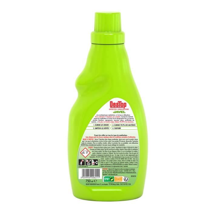 Ouragan Entretien Canalisations Biologique Fraîcheur Marine 1L - Lot De 4 - Élimine Odeurs & Résidus, Parfum Agréable