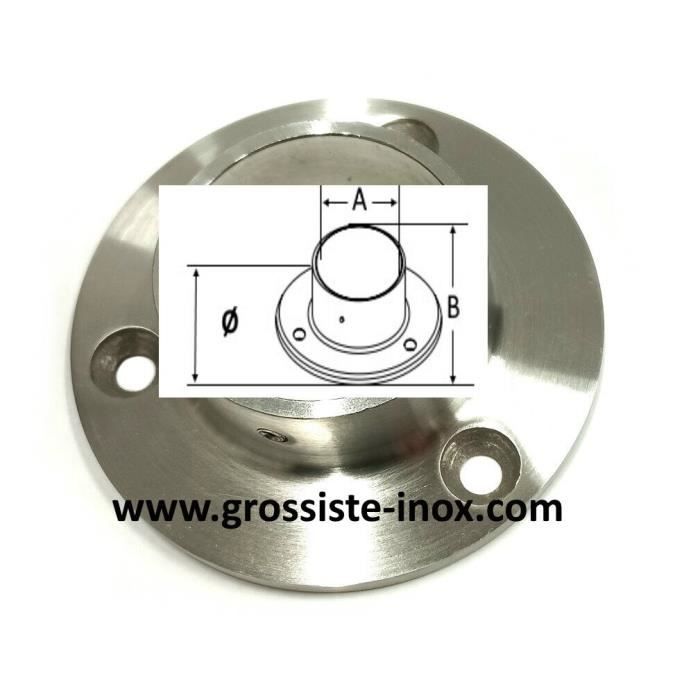 Platine Inox Satinée Pour Tube de Diamètre 42.4mm Garde Corps