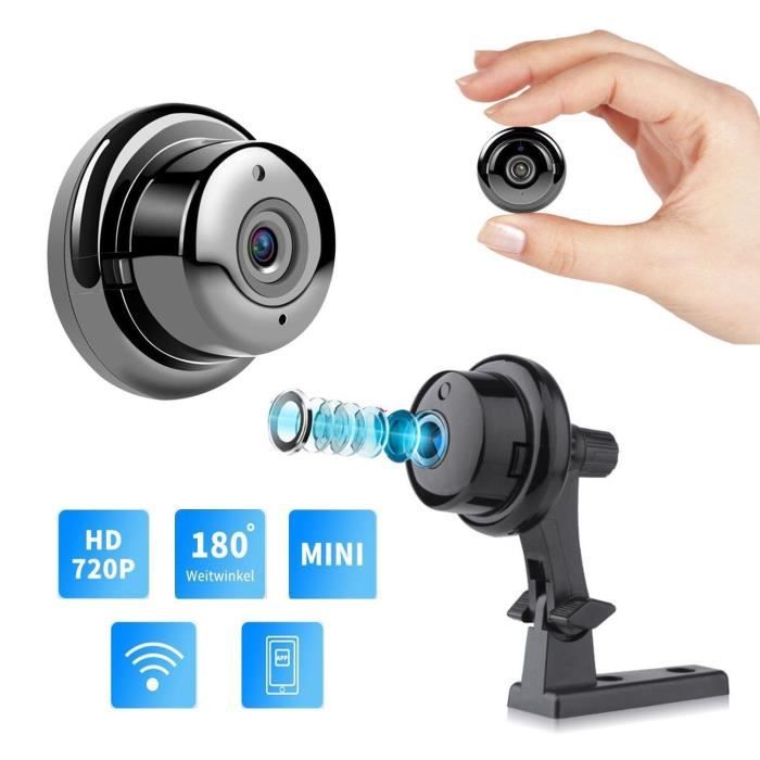 IEGEEK Mini cam ra IP Fisheye 720P HD 180 degr s Wi Fi Cam ra