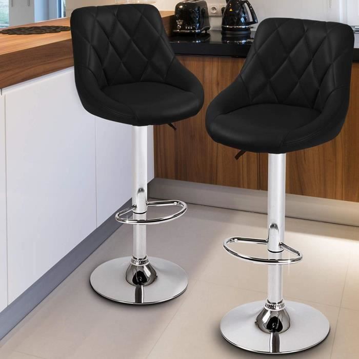 Tabourets De Bar Réglables Avec Dossier - Lot De 2, Blanc, Hauteur 60-80 Cm - Style Moderne Pour Cuisine, Salon - 4