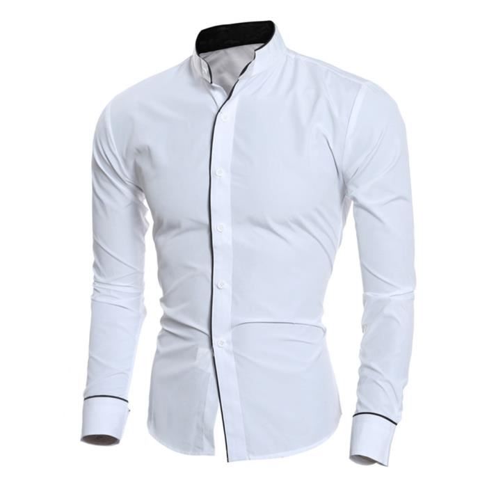 Chemise Homme Casual Chemise Manches Longues Business Chemise Slim Fit Quotidienne Retro Elegant Confortable Chemise Blanc Blanc Cdiscount Pret a Porter