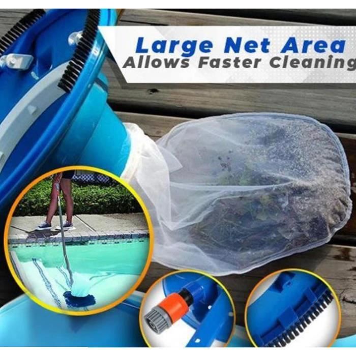 Kit De Nettoyage De Piscine 4 Pièces - Épuisette, Brosse Caoutchouc, Brosse éponge, Mât Télescopique - Pour Entretien Spa, étang - 8
