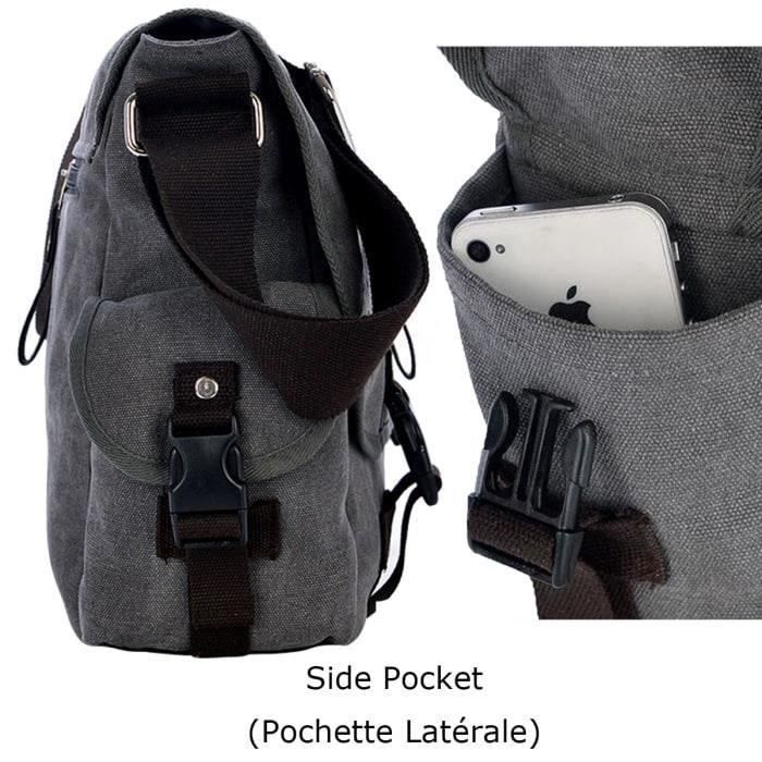 Mini sac Messenger à rabat Saddle Toile jacquard Oblique gris
