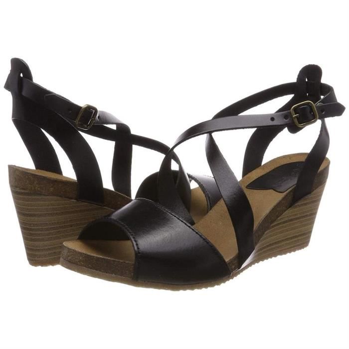 Kickers Sandale Cuir Femme Noir Noir Cdiscount