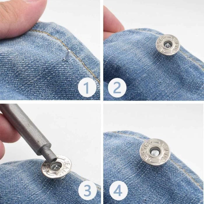 Trimming Shop 20mm Laiton Jeans Bouton Épingle Au Dos avec Outil à