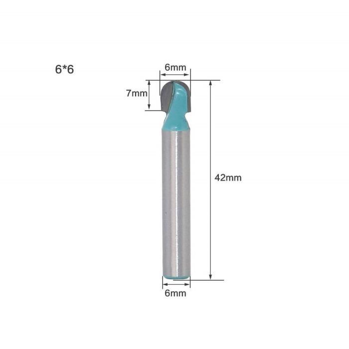 Set De 8 Fraises à Bout Rond Pour Bois - Queue 1/4 Pouce, Carbure, Diamètre 6mm à 25mm