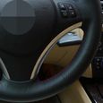 COUVRE-VOLANT,Red Thread--Couverture de volant de voiture en cuir artificiel noir, cousu à la main, pour BMW M Sport série 1 E87 E81-3