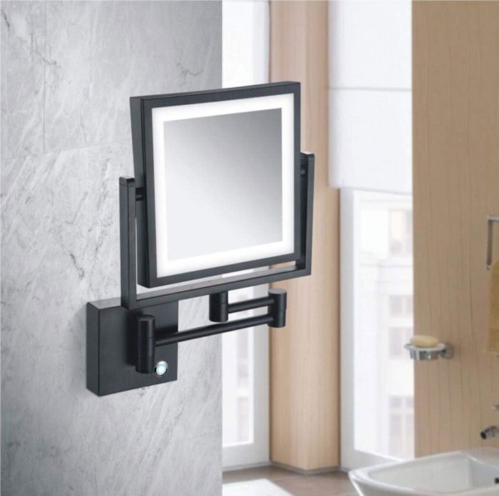 Miroir Mural PRADEL Lumineux LED - Face Grossissante X3, Cadre Argenté - Neuf, Emballé, Dimensions 51,5x20 Cm