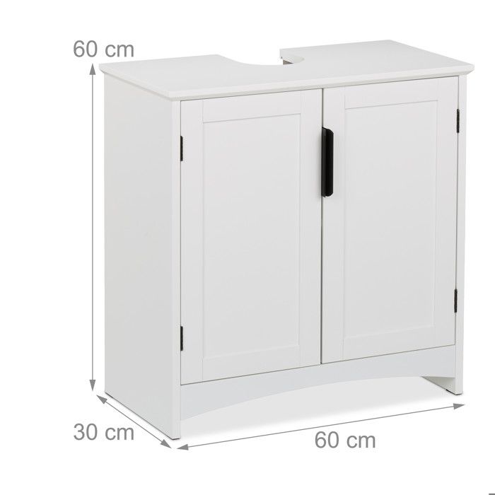 Relaxdays badkamerkast, 3 vakken, louvre deuren, HxBxD: 83 x 45 x 30 cm, smal, kastje voor badkamer, keuken en gang, wit