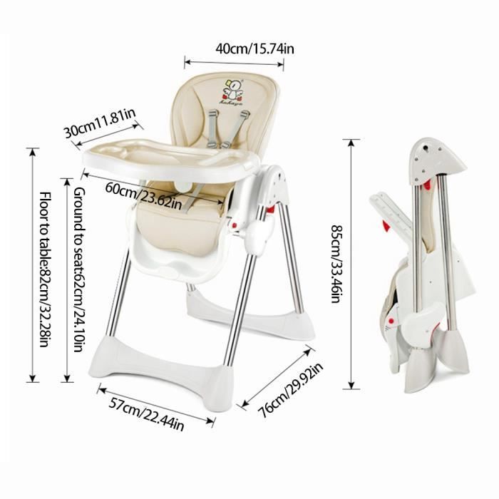 Chaise longue pour bébé + table à manger + table de jeu Chaise pliante multifonctionnelle 3 en 1