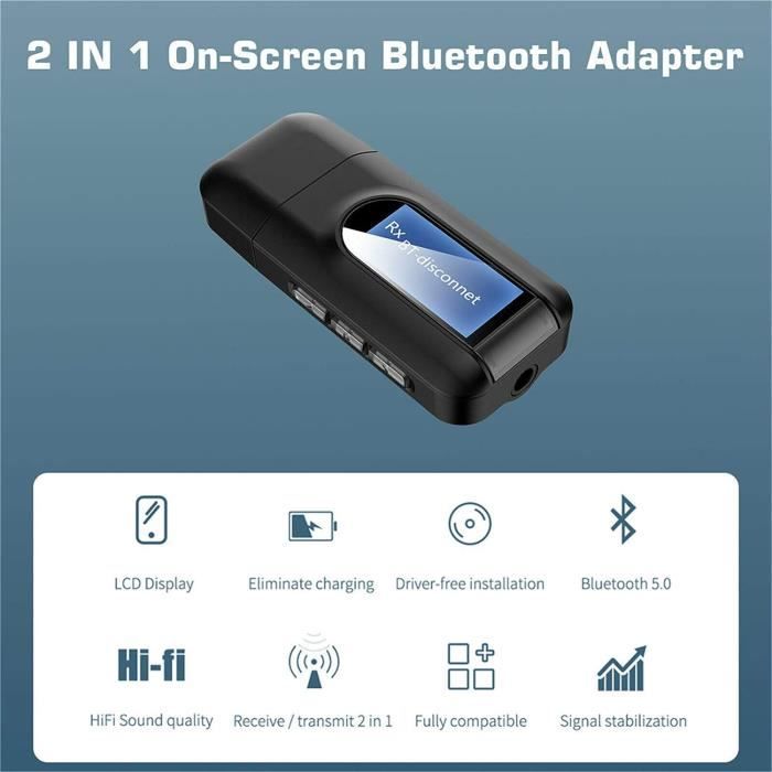 Bluetooth5.0 Transmetteur Adaptateur,Bluetooth émetteur et Récepteur 2en1  Sortie Stéréo 3.5mm,Adaptateur Bluetooth Audio - Cdiscount TV Son Photo
