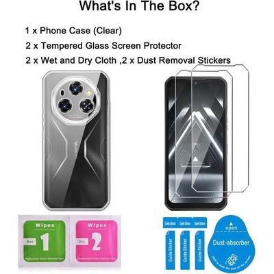 Coque Oukitel WP55/WP55 Pro Avec 2 Verres Trempés - Protection Anti-chocs, Silicone TPU Transparent