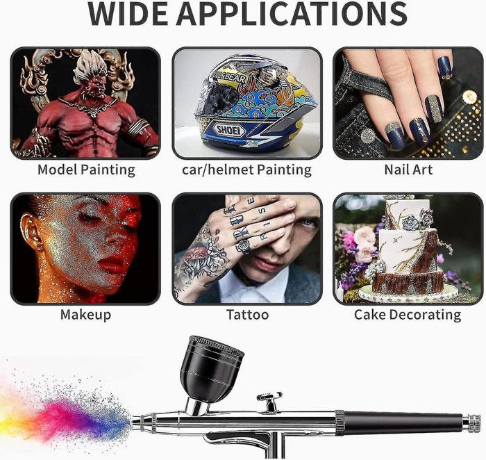 Compresseur Portable Maquillage Kit Aérographe Rechargeable Sans Fil Avec Compresseur - Mini Pistolet à Peinture 0,3 Mm Pour Maquillage, Nail Art, Décoration Gâteaux - 2 Vitesses 20-27 PSI