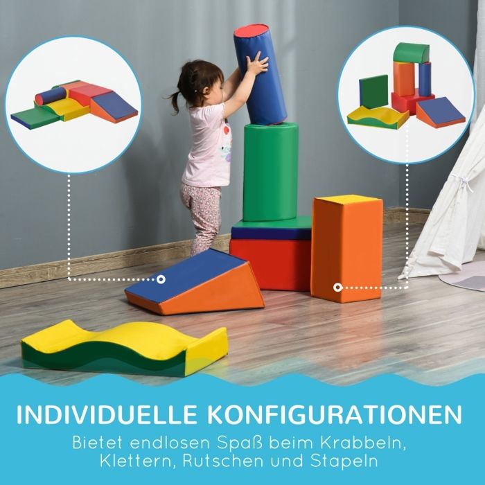 Blocs de construction souples - Ensemble de 7 pièces - Coloré - Cuir ...