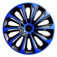 Enjoliveurs pour jantes en acier STRONG DUO Jeu de 4 enjoliveurs bicolores Plastique ABS (bleu/noir, 15")-0
