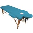 Drap housse de protection 4 pièces en éponge pour table de massage - Bleu turquoise - Vivezen-0