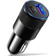 Chargeur allume cigare Voiture Rapide USB Type C IPhone Huawei Xiaomi Samsung Universel Noir-0