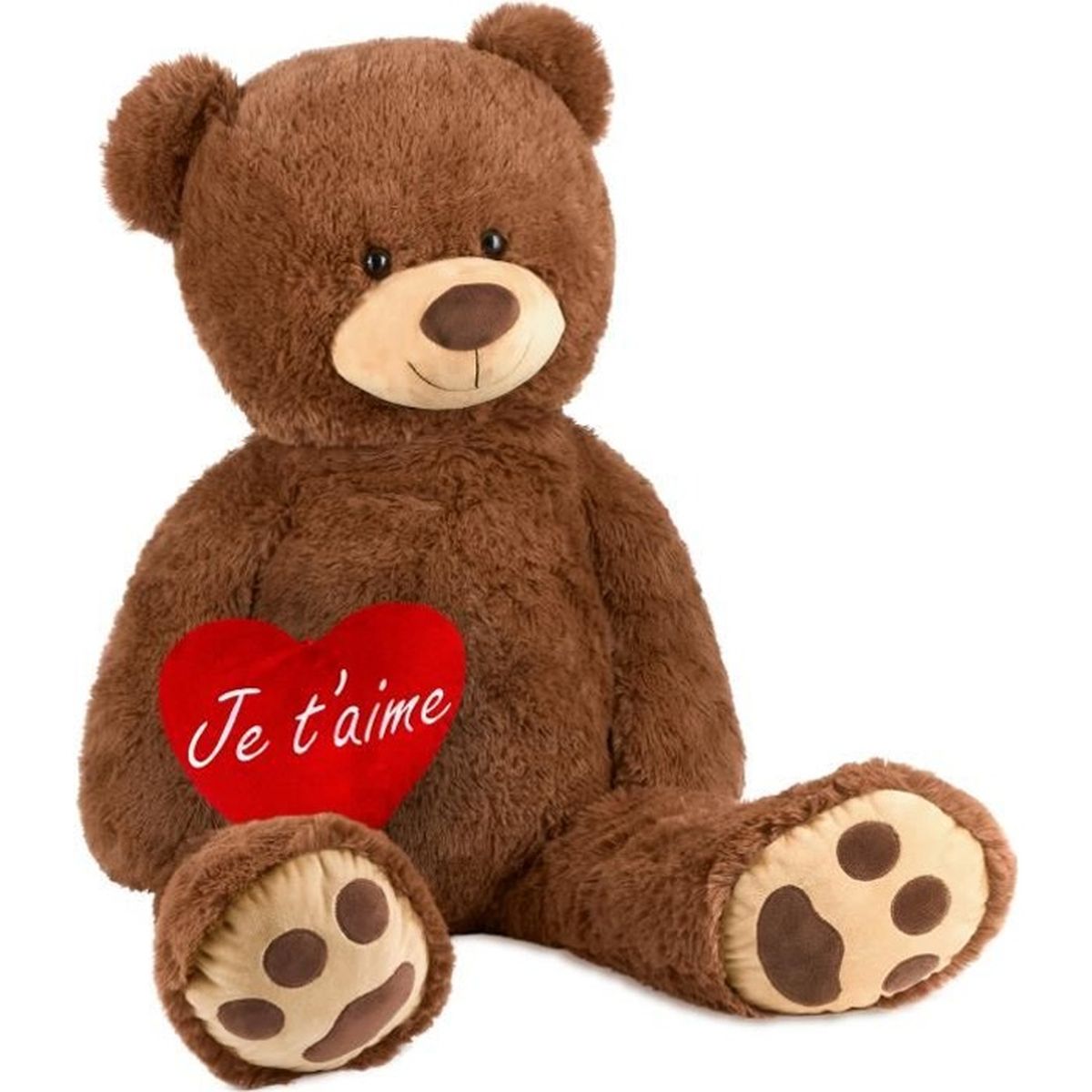 BRUBAKER Peluche géante XXL Ours / Nounours 100 cm Marron Cœur