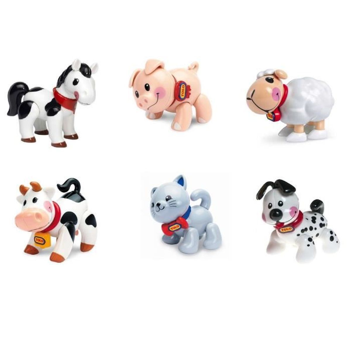 Jouet 1er Age Jeu éveil Bébé Garçon Fille Lots 6 Animaux De Ferme Vache Cheval Cochon Chien Chat Tolo 1 5 Ans Idée Cadeau Mixte