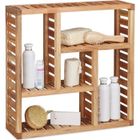 Etagère murale salle de bain en bois de noyer RELAXDAYS - 5 compartiments - HxlxP: 50 x 50 x 15 cm